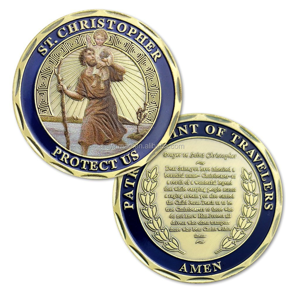 St.Christopher Patron Saint Of Travelers Non-currency Coins AMEN Protect Us Commemorative Challenge Coin
