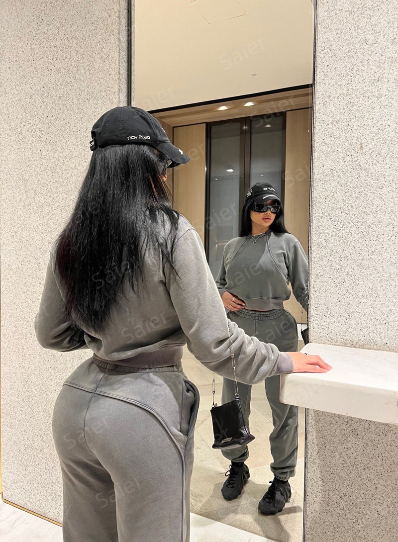 Fall Clothing For Women Solid Color Sweat Sets Ladies 2 Piece Long Sleeve Crop Outfit Winter Clothes 2023