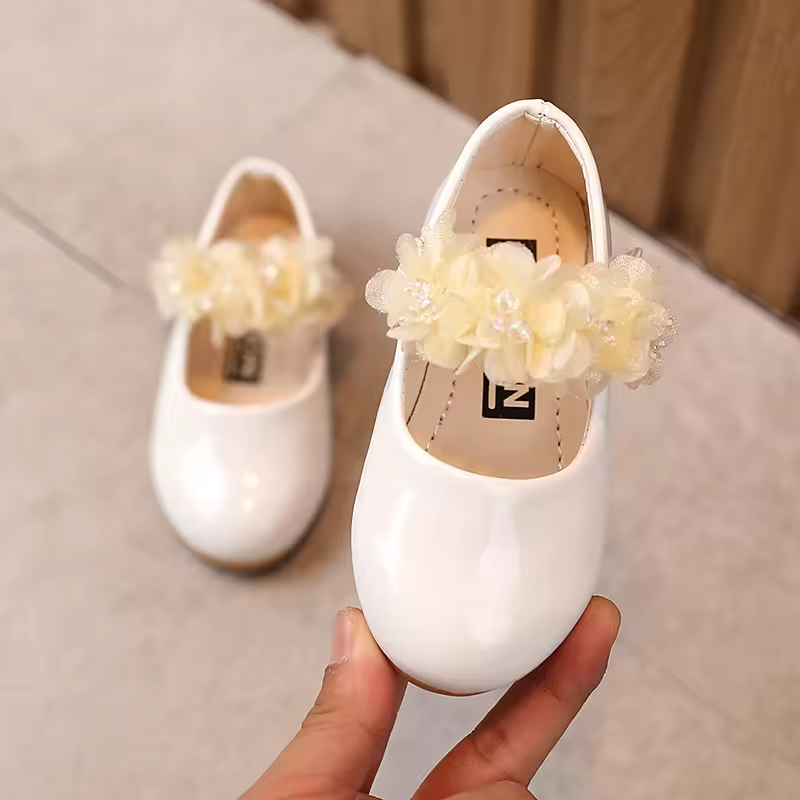 Girls' Princess Leather Shoes Water Diamond Lace Baby Shoes Bright Skin Performance Small and Medium Children's Single Shoes