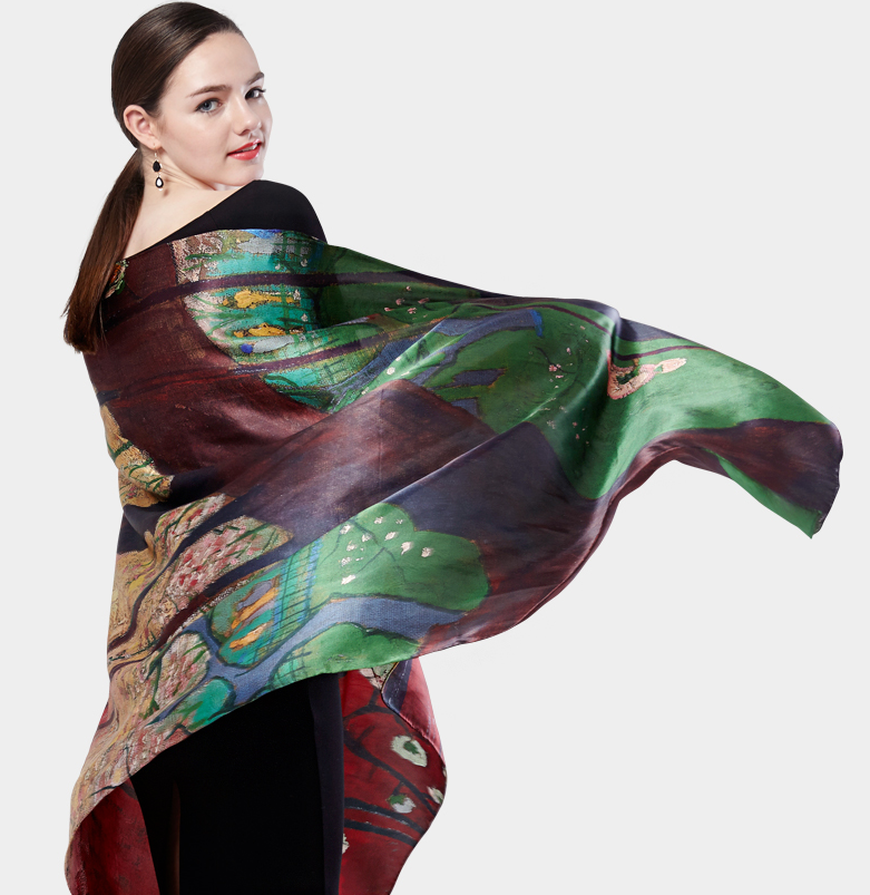 Wholesale Custom Logo Small Woman Flower Medium Luxury Foulard Square Digital Printed Satin Pure Twill100% Silk Scarf 90*90 Cm