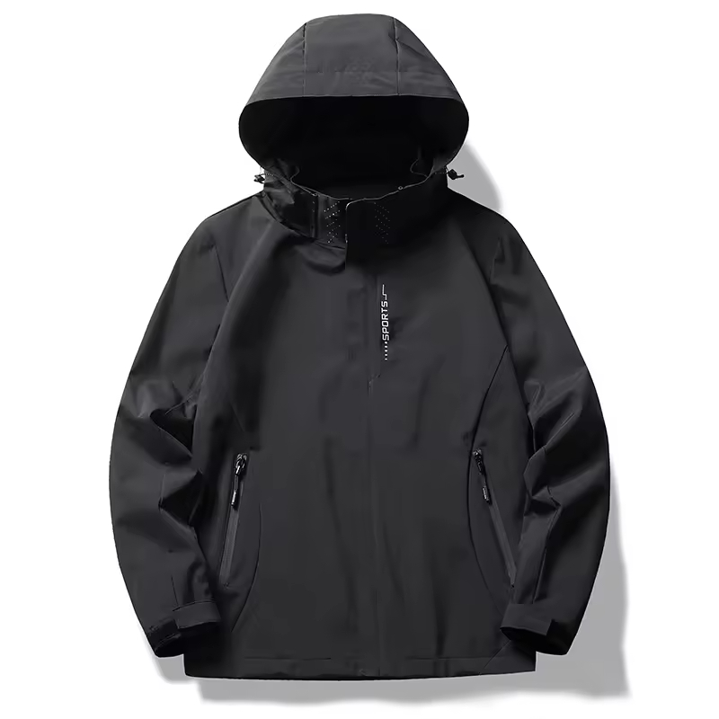 Men's Women's Waterproof Zipper Closure Windproof Jacket Solid Color Single Layer Cap Formal Style for Autumn Season XL Size