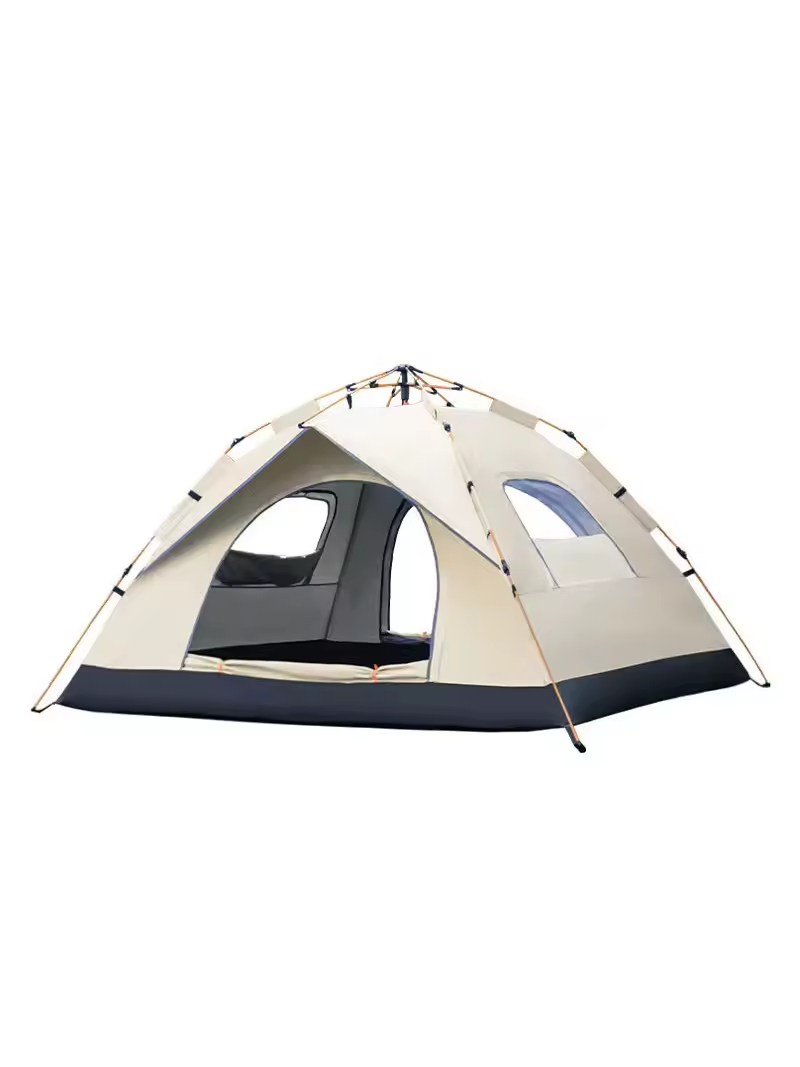 Hot Selling Single-Layer Automatic Instant Tent Waterproof Canvas Camping Pop-Up Tent with Fiberglass Frame for Families