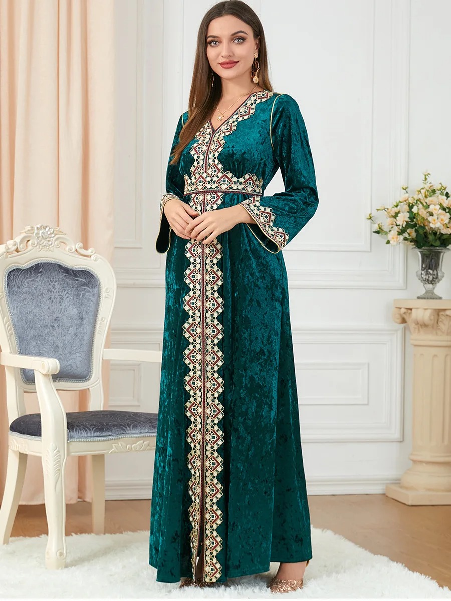 Spring Abaya Dubai Moroccan Kaftan Arabic Women Muslim Dress Cardigan Hijabs Ramadan Eid Floral Print Ethnic Islamic Clothing