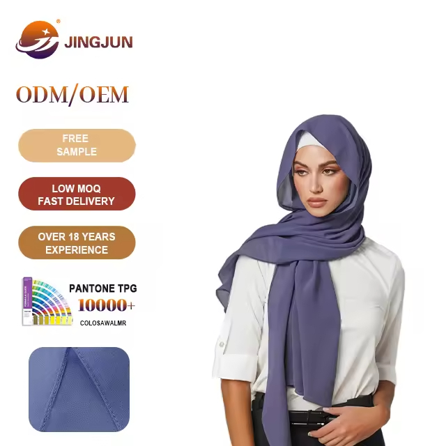 Wholesale New Solid Color Versatile Arab Chiffon Scarf Lightweight Women's Headscarf Ethnic Scarf Shawl Multi Color in Stock