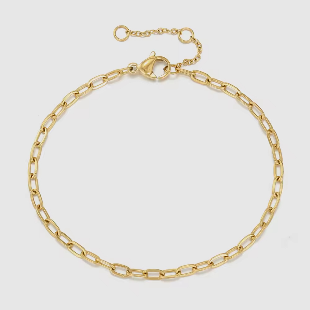 Minimalist Gold Color Stainless Steel Link Chain Bracelet for Women