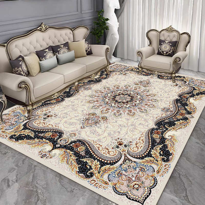 Vintage Living Room Area Rug Large Soft Water Wash Carpet Bedroom-Interior Floor Washable Rug Home Office House Carpet