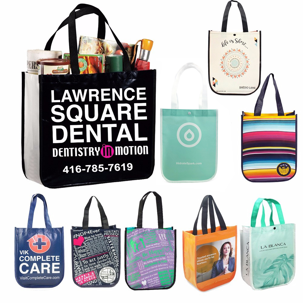 Curved Corners Tote Non Woven Bag Laminated Non Woven Shopping Reusable Eco Tote Bag Custom Hot Lulu lemon Bag