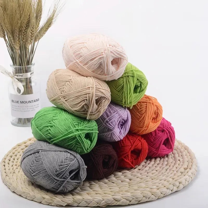 4 strands milk cotton yarn medium thick 4 ply milk cotton for hook doll and children's hand knitted DIY
